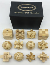 Charger l&#39;image dans la galerie, Set of 12PCS Educational Bamboo Puzzle Brain Teaser
